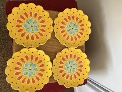Laurie Gates 8 Inch Melamine Plates Floral Set Of 4 Designed In California - Image 1 of 4