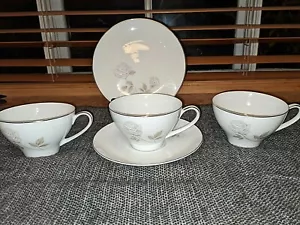Noritake 6216 China Rosay 3 Tea Cups & 1 Saucers 1 Salad Fine Dinnerware - Picture 1 of 5