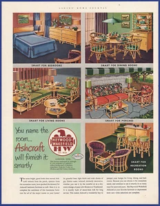 Vintage 1952 Heywood-Wakefield ASHCRAFT Furniture 1950's Print Ad - Picture 1 of 1