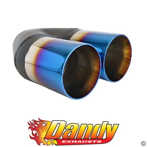 2.25" Inlet Dual 3.5" Outlet Exhaust Tip Straight Cut Inner Cone Blue Flame - Picture 1 of 1