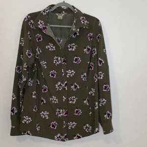 Duluth Outdoor Women's XL Tunic Purple Floral Long Sleeve Green Garden Earthcore - Picture 1 of 12