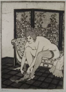 MEPH MARTIN ERICH PHILIPP EROTIK AKT JUGENDSTIL RADIERUNG DIANA DRESDEN 1912 - Bild 1 von 4