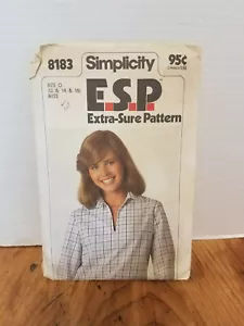 Vintage Simplicity #8183 Size O 12 14 16 BLOUSE pattern 1970's Era cut - Picture 1 of 2