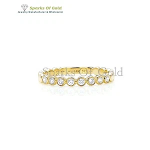 0,18 ct Diamant Zargenring 14k Gelbgold Partykleidung Schmuck Geschenk für sie - Bild 1 von 6