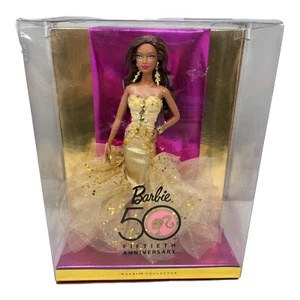 Barbie 50th Anniversary Doll African American Gold Dress Mattel 2008 #N5860 NEW - Picture 1 of 7