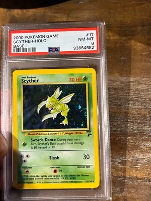 POKEMON 2000 Base II SCYTHER Holo #17 PSA 8 Swirl RARE - Image 1 of 2