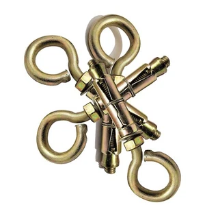 Pure Source India Iron Medium Size Gold Expansion Screws Closed Hook for Wall 6P - Foto 1 di 3