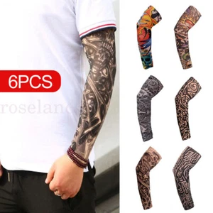 Nylon Stretch Costume Fake Tattoo Sleeve Arm Stocking Fancy Dress Pack of 6 AU - Picture 1 of 10