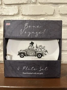 Eaton Fine Dining BONE VOYAGE Halloween Salad Dessert Side Plates Set of 4 - Picture 1 of 6