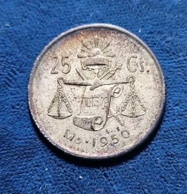 México 1950 25 centavos plata (km. #443) Foto 1 de 2
