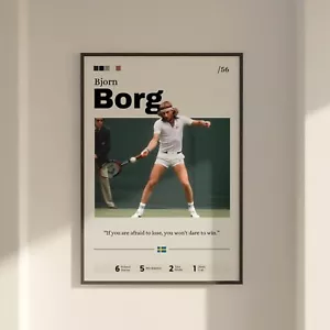 Bjorn Borg Poster,Tennisstar Wandkunst,Borgdruck Fangeschenk,Tennis Wohnkultur - Bild 1 von 10