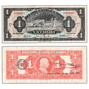 El Salvador 1951 1 One Colon Note P #83a - VF - Picture 1 of 3