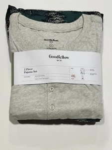 Men's Big & Tall Short Sleeve Pajama Set - Goodfellow & Co Oatmeal 4XL - Picture 1 of 2