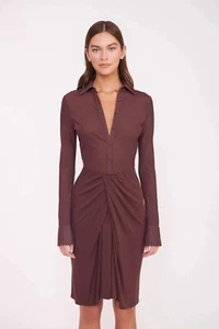 Vestido Camisa Staud Mujer Mediano Brendan Transparente Micromalla Corteza Barroco Minimalista - Imagen 1 de 15