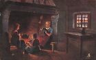 S Heyermanns~A Warm Glow~Mother & Daughters at Fireplace~TUCK Firelight Effects