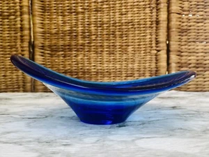Vintage Ikea blaue Glaskunst Welle Schale pro Lutken Holemgaard Stil - Bild 1 von 6
