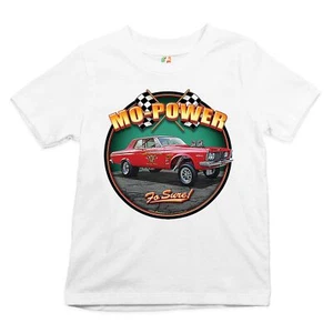 Mo-Power Fo Sure! Youth T-shirt American Muscle Car Racing Route 66 Kids - Picture 1 of 29