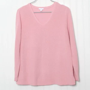 J Jill Pink VNeck Long Sleeve Cotton Blend Knit Pullover Sweater Medium - Picture 1 of 9