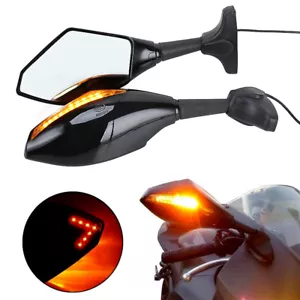 Motorcycle LED Turn Signal Mirrors For Yamaha YZF R1 R6 R6S FZR600 YZF-R1 YZF-R6 - Picture 1 of 12