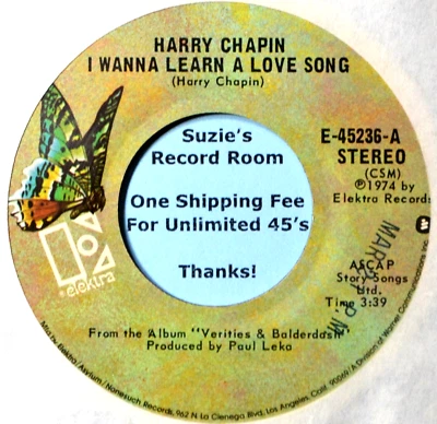 Harry Chapin I Wanna Learn a Love Song 70s Rock EX+ 45 7" Vinyl -Check Coupons! - Image 1 of 3