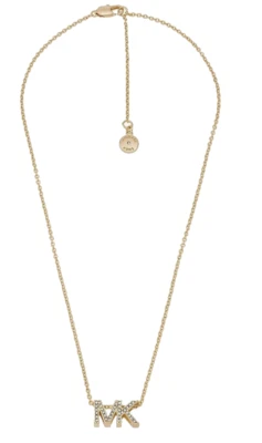 Collar Michael Kors MK Logo Oro Amarillo Latón Cristales Pavé MKJ8024710 + CAJA MK Foto 1 de 4