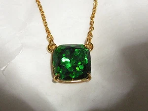 ...KATE SPADE...Gold Tone, Green Mosaic Look Lucite Pendant Necklace... - Picture 1 of 6