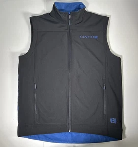 Cinch Bonded Vest Mens L Full Zip Black Spellout Concealed Carry Fleece Pockets - Picture 1 of 11