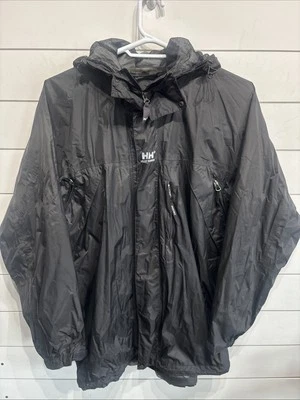 Helly Hansen Rain Jacket Coat Mens Large Black Vancouver Helly Tech Zip Hooded - Image 1 of 4