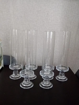 Box Of 6 Pillar Candle Stands & Hurricane Candle Holders - Image 1 of 4