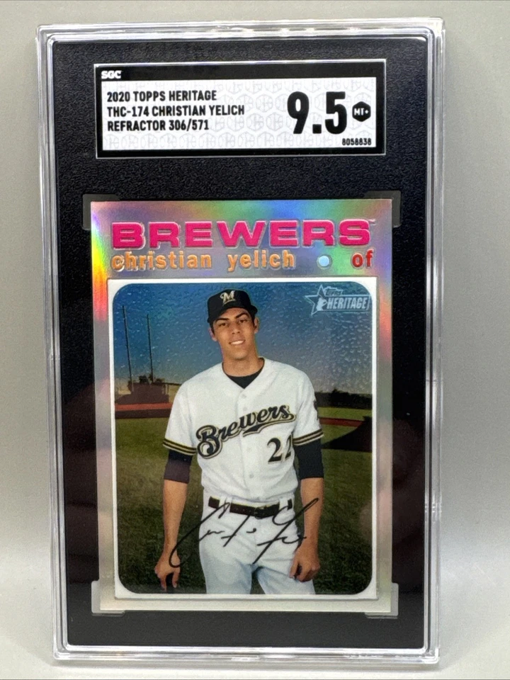 2020 TOPPS HERITAGE CHROME-REFRACTOR #174 CHRISTIAN YELICH #/571 SGC 9.5 - Image 1 of 1