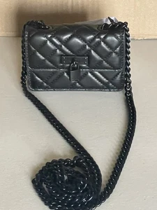KURT GEIGER LONDON MICRO BRIXTON FAUX LEATHER CROSSBODY BLACK HARDWARE IN BLACK - Picture 1 of 8