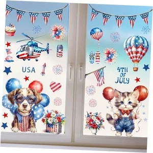 132Pcs Patriotic Window Clings Independence Day Window Stickers 9 Sheets - Picture 1 of 8