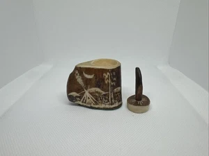 Finland Sami Soumi folk art reindeer antler and bone engraved Shot Glass C12 - Picture 1 of 11