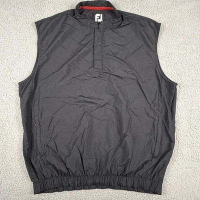 Chaleco FootJoy Hombres Medio Negro Golf Cortavientos Rendimiento Pullover Bolsillos a Presión Foto 1 de 4