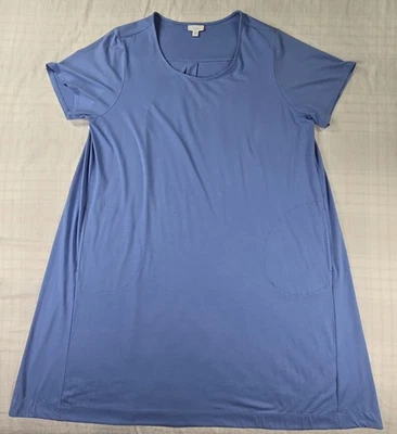 Camisa J. Jill Manga Corta Línea A Vestido Columpio Bolsillos Suave Algodón Pima Azul 2X Foto 1 de 4