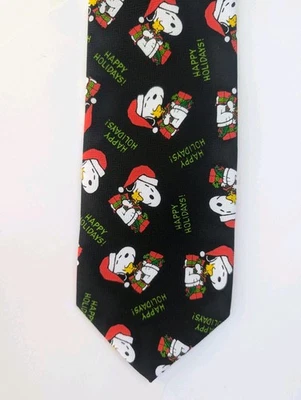 Corbata Snoopy Peanuts Felices Fiestas Temporadas Saludos Feliz Navidad Woodstock Foto 1 de 4