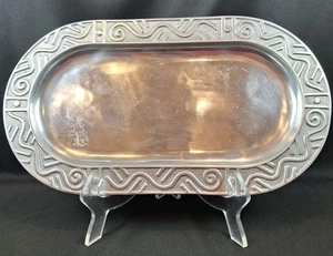 #757 Ashleigh Manor Pewter Oval Tray Platter Vintage Serving Dish - Picture 1 of 9