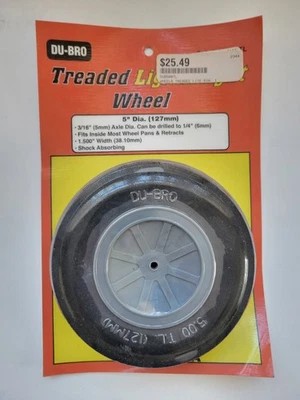 Du-Bro 500TL Treaded Lightweight Wheel 5” (127mm) for Large Scale RC Aircraft - Image 1 of 4