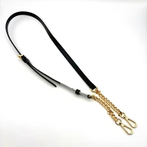 NWOT Michael Kors Schwarzes Leder und goldfarbenes Kettenband Ersatzarmband - Bild 1 von 7