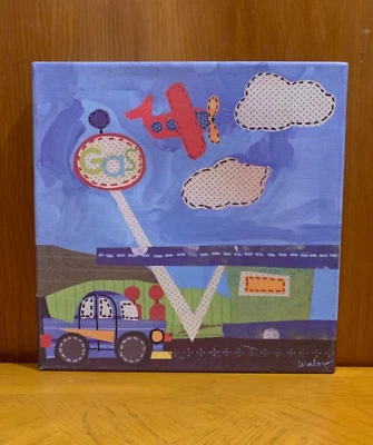 Oopsy Daisy Too Fine Art para niños transporte campo lienzo sobre madera 10x10 Foto 1 de 2