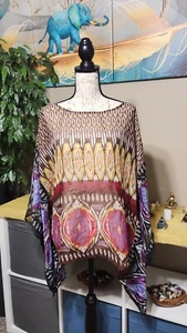 Chico's transparenter Poncho Damen Topper Damen Gr. S/M Artsy Chiffon Tribal Print - Bild 1 von 16