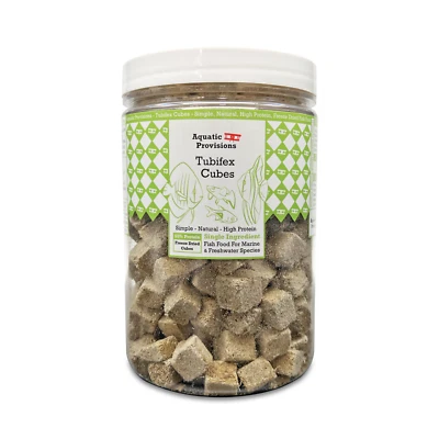 AQUATIC PROVISIONS Freeze Dried Tubifex Cubes, Fish Food for Freshwater and Marine Aquarium Fish