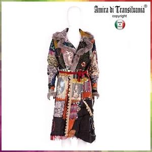 Giubbotto Cappotto Lungo da Donna Cotone Denim Jeans Casual Ricamata a Patchwork - Foto 1 di 24