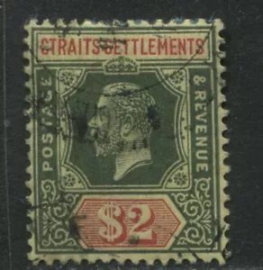 Straits Settlements KGV 1914 $2 used - Foto 1 di 1