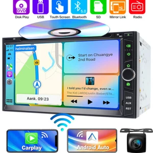 7'' Double 2 DIN Car Stereo DVD CD Player CarPlay GPS SAT NAV FM Radio AM Unit - Picture 1 of 13