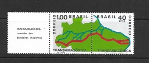 BRAZIL Sc 1190a NH ISSUE OF 1971 - PAIR W/LABLE - MAP - Picture 1 of 1
