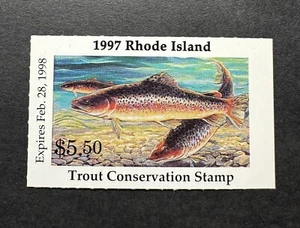 WTDstamps - 1997 RHODE ISLAND - State Trout Fishing Stamp - Mint OG NH - Picture 1 of 2