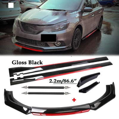 Front Bumper Rear Spoiler Splitter Body Kit+Side Skirt For Infiniti Q70 Q70L Foto 1 de 4