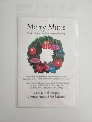 Carol Bristol Merry Minis Creative Knit and Felt Ornaments Magnets Pins PATTERN - Image 1 of 3