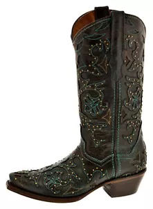 Stivali western turchesi da donna cowgirl borchie Snip Bota Mujer Vaquera taglia 6, 7, 8 - Foto 1 di 5